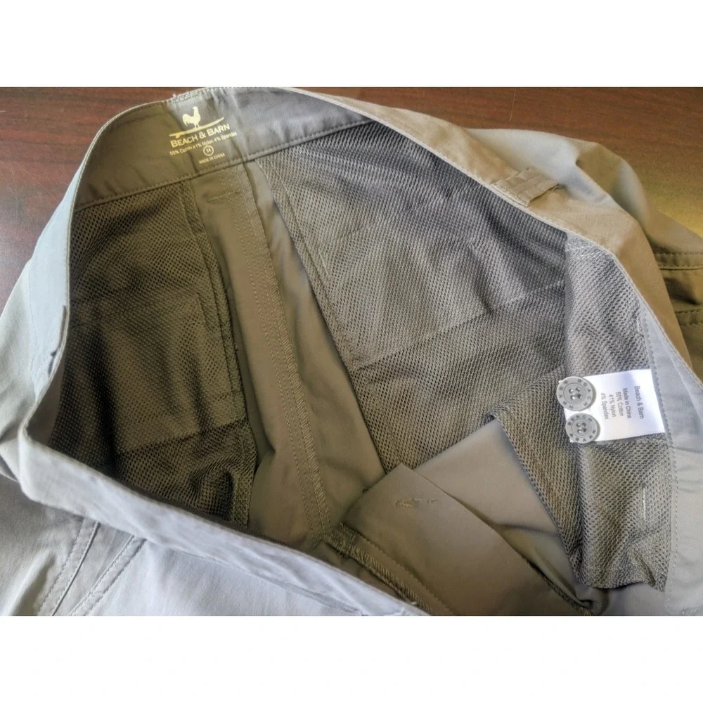 NEW Beach & Barn Mens Cotton Stretch Twill Khakis In Gray